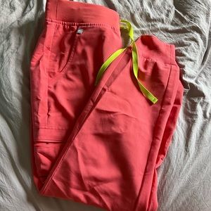 Hot coral small petite FIGS joggers